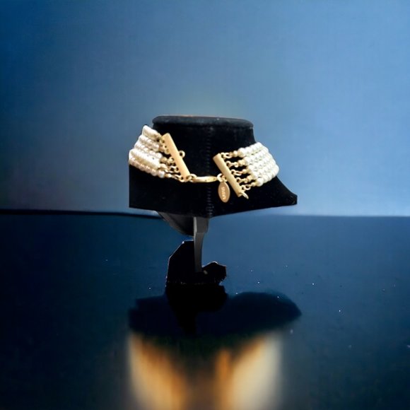 "4 Pc set" CHICO'S FAUX PEARL Bracelets & 5-STRAND STATEMENT CHOKER - Picture 5 of 8